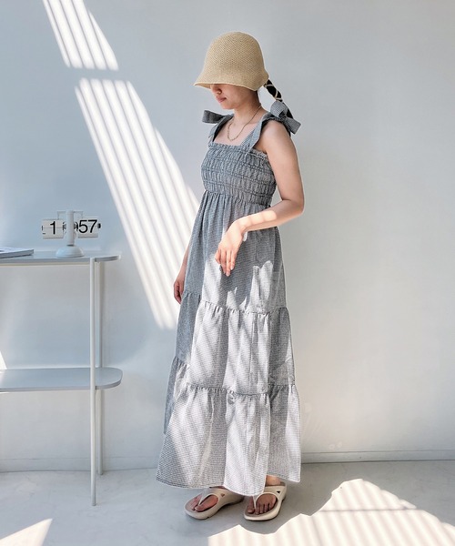 アドーア♡新品25SS♡メモリーワンピース セール】 花ジャガードティアードワンピース（ブラック/ボルドー