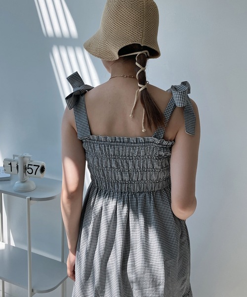 AS KNOW AS plus（アズノゥアズプラス）の「◎2WAYリボンティアードキャミワンピース（ワンピース・レディース・ブラック系/チェック/サックスブルー/アイボリー系/ブラック/ピンク系・FREE）」の20枚目の写真