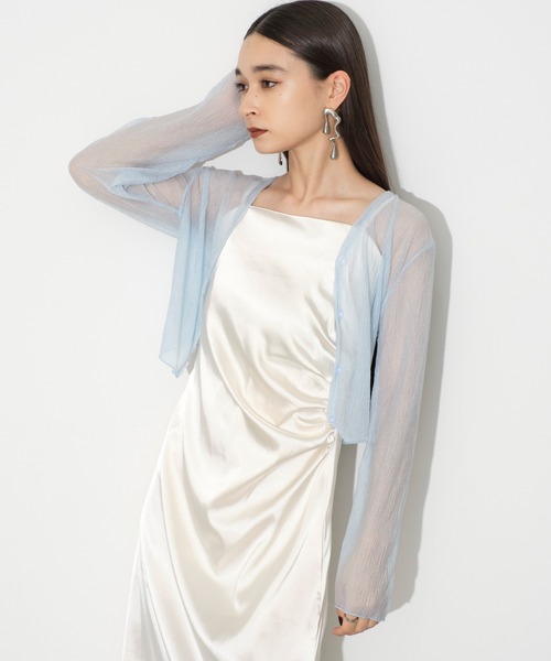 SEN TOKYO（セントーキョー）の「絶妙な透け感がおしゃれ。シフォンショートカーディガン（カーディガン/ボレロ・レディース・ブルー/ホワイト/グリーン/ピンク・FREE）」の18枚目の写真