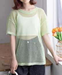 ロング丈メッシュトップス［大人 カジュアル レイヤード］≪再入荷≫