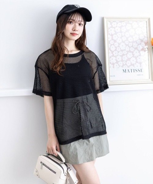 clear（クリア）の「ロング丈メッシュトップス［大人 カジュアル レイヤード］≪再入荷≫（Tシャツ/カットソー・レディース・グリーン/ピンク/ブラック/アイボリー・F）」の17枚目の写真