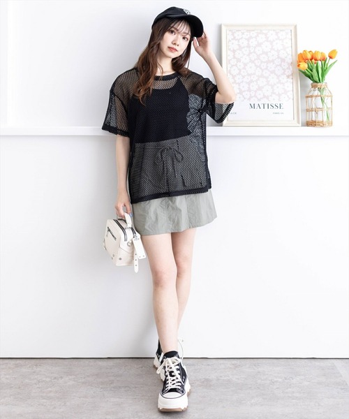 clear（クリア）の「ロング丈メッシュトップス［大人 カジュアル レイヤード］≪再入荷≫（Tシャツ/カットソー・レディース・グリーン/ピンク/ブラック/アイボリー・F）」の18枚目の写真