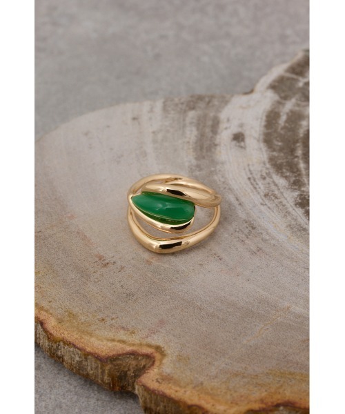 AZUL by moussy（アズールバイマウジー）の「オーバーラップストーンライクリング（リング・レディース・グリーン/ブラック・FREE）」の10枚目の写真