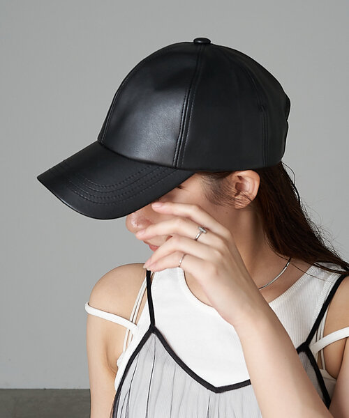 RAY CASSIN（レイカズン）の「レザーキャップ（キャップ・レディース・アイボリー/ブラック・FREE）」の8枚目の写真