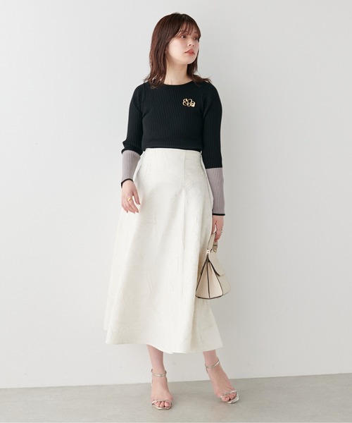 natural couture（ナチュラルクチュール）の「袖口配色リブニットプルオーバー（ニット/セーター・レディース・ブラック/アイボリー/グレイッシュベージュ/ミント/ラベンダー/ネイビー・FREE）」の16枚目の写真