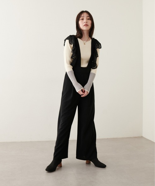 natural couture（ナチュラルクチュール）の「袖口配色リブニットプルオーバー（ニット/セーター・レディース・ブラック/アイボリー/グレイッシュベージュ/ミント/ラベンダー/ネイビー・FREE）」の11枚目の写真