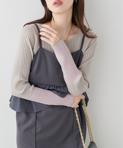 natural couture（ナチュラルクチュール）の「袖口配色リブニットプルオーバー（ニット/セーター・レディース・ブラック/アイボリー/グレイッシュベージュ/ミント/ラベンダー/ネイビー・FREE）」の19枚目の写真