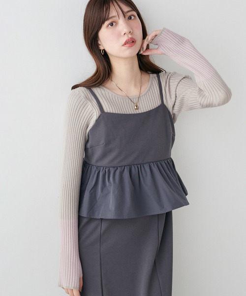 natural couture（ナチュラルクチュール）の「袖口配色リブニットプルオーバー（ニット/セーター・レディース・ブラック/アイボリー/グレイッシュベージュ/ミント/ラベンダー/ネイビー・FREE）」の20枚目の写真