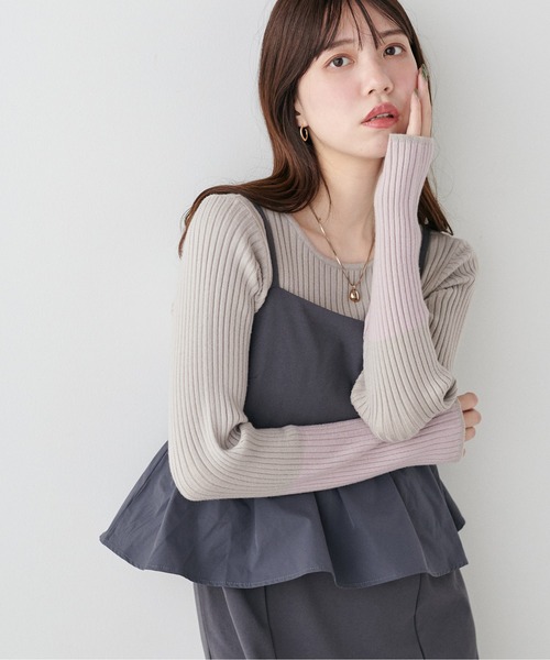 natural couture（ナチュラルクチュール）の「袖口配色リブニットプルオーバー（ニット/セーター・レディース・ブラック/アイボリー/グレイッシュベージュ/ミント/ラベンダー/ネイビー・FREE）」の21枚目の写真