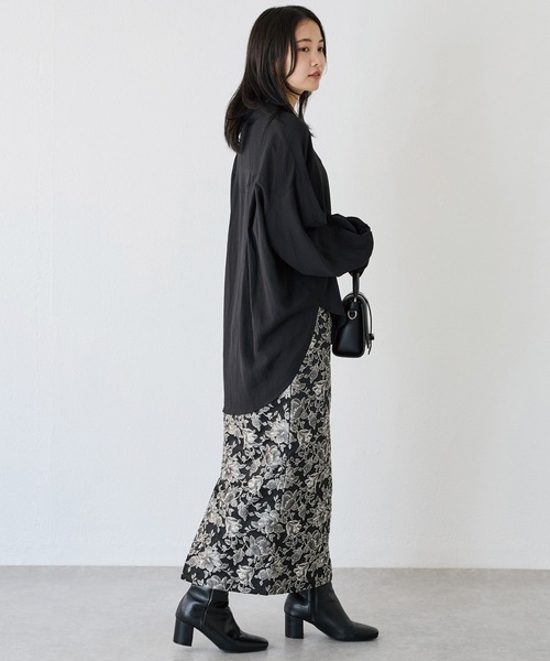 LAVEANGE（ラビアンジェ）の「花柄ジャガードナロースカート（スカート