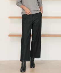 【洗える】9ozストレッチ デニム ワイド パンツ