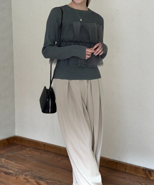3.1 Phillip Lim - KNOT チュールニット セーター チュールドッキングニットプルオーバー ニットレディース 秋冬