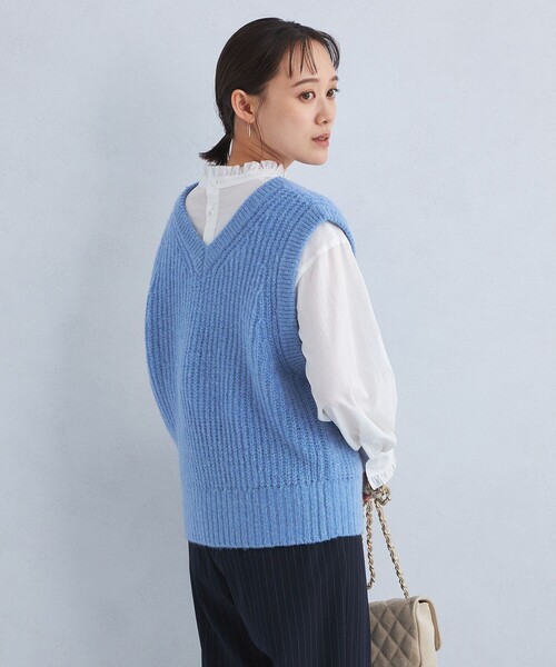 SASSAFRAS ライトブルー ノースリーブベスト M green label relaxing（グリーンレーベルリラクシング）の「ブラッシュ