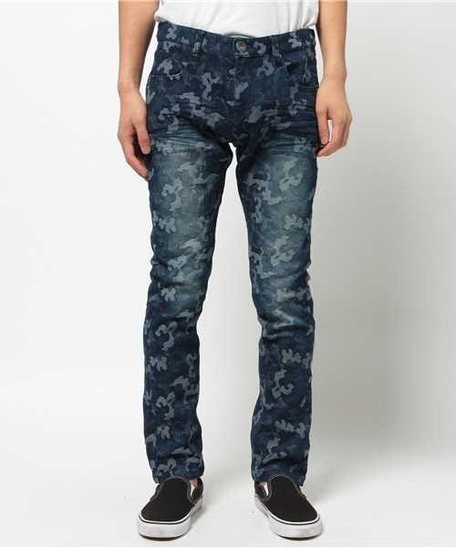 VENCEEXCHANGE（ヴァンスエクスチェンジ）の「カモフラケミカルウォッシュパンツ    （デニムパンツ・メンズ・ネイビー/ブルー・MEDIUM/SMALL/LARGE）」の5枚目の写真