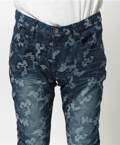 VENCEEXCHANGE（ヴァンスエクスチェンジ）の「カモフラケミカルウォッシュパンツ    （デニムパンツ・メンズ・ネイビー/ブルー・MEDIUM/SMALL/LARGE）」の6枚目の写真