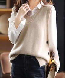 BLANC FICELLE（ブランフィセル）の「サイドスリット ボタンジレ（ベスト）」