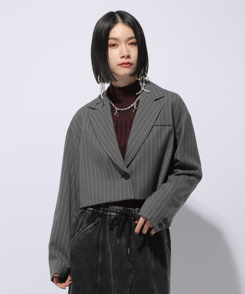 HARE（ハレ）の「【WEB/一部店舗限定】2Pショートジャケット＊ジレ(HARE)（テーラードジャケット・レディース・ブラック/グレー・FREE）」の3枚目の写真