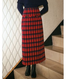 Re:EDIT | [2024 AUTUMN COLLECTION][低身長サイズ有]無地orチェック柄起毛ナロースカート(スカート)