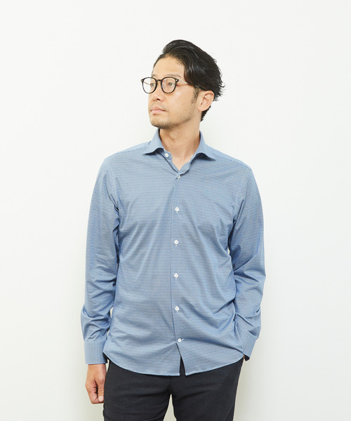 MEN'S MELROSE(メンズメルローズ)の「HITOYOSHIダブルネームシャツ プレミアムコットンジャージワイドカラーシャツ(シャツ/ブラウス・メンズ・ネイビー/ブルー・2/3/4/5)」の2枚目の写真