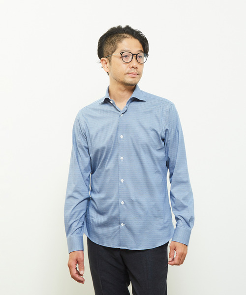 MEN'S MELROSE(メンズメルローズ)の「HITOYOSHIダブルネームシャツ プレミアムコットンジャージワイドカラーシャツ(シャツ/ブラウス・メンズ・ネイビー/ブルー・2/3/4/5)」の6枚目の写真