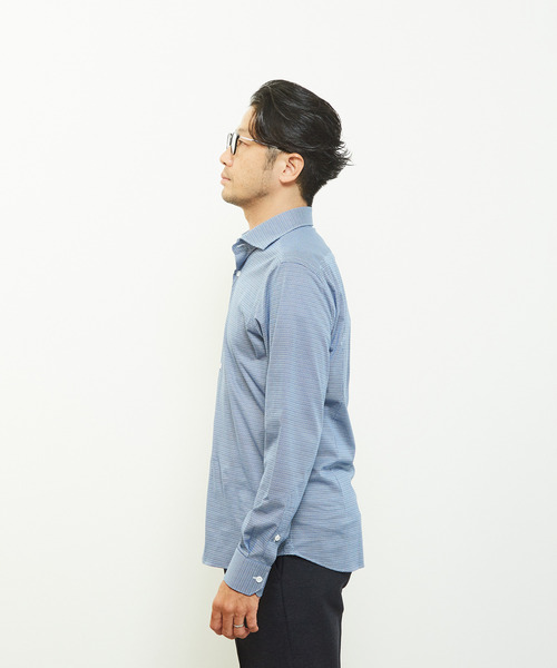 MEN'S MELROSE(メンズメルローズ)の「HITOYOSHIダブルネームシャツ プレミアムコットンジャージワイドカラーシャツ(シャツ/ブラウス・メンズ・ネイビー/ブルー・2/3/4/5)」の7枚目の写真