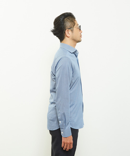 MEN'S MELROSE(メンズメルローズ)の「HITOYOSHIダブルネームシャツ プレミアムコットンジャージワイドカラーシャツ(シャツ/ブラウス・メンズ・ネイビー/ブルー・2/3/4/5)」の9枚目の写真