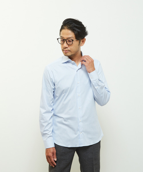 MEN'S MELROSE(メンズメルローズ)の「HITOYOSHIダブルネームシャツ プレミアムコットンジャージワイドカラーシャツ(シャツ/ブラウス・メンズ・ネイビー/ブルー・2/3/4/5)」の16枚目の写真