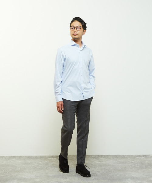 MEN'S MELROSE(メンズメルローズ)の「HITOYOSHIダブルネームシャツ プレミアムコットンジャージワイドカラーシャツ(シャツ/ブラウス・メンズ・ネイビー/ブルー・2/3/4/5)」の18枚目の写真