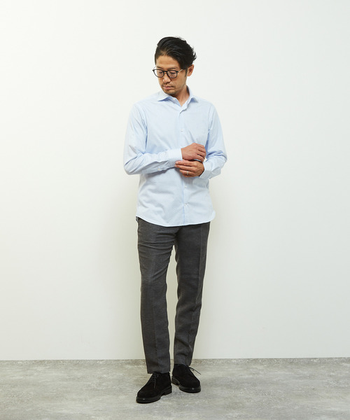 MEN'S MELROSE(メンズメルローズ)の「HITOYOSHIダブルネームシャツ プレミアムコットンジャージワイドカラーシャツ(シャツ/ブラウス・メンズ・ネイビー/ブルー・2/3/4/5)」の19枚目の写真