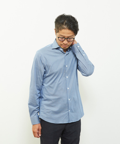 MEN'S MELROSE(メンズメルローズ)の「HITOYOSHIダブルネームシャツ プレミアムコットンジャージワイドカラーシャツ(シャツ/ブラウス・メンズ・ネイビー/ブルー・2/3/4/5)」の20枚目の写真