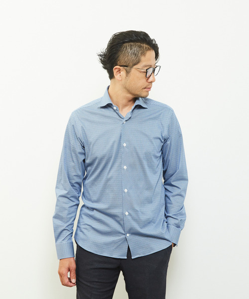 MEN'S MELROSE(メンズメルローズ)の「HITOYOSHIダブルネームシャツ プレミアムコットンジャージワイドカラーシャツ(シャツ/ブラウス・メンズ・ネイビー/ブルー・2/3/4/5)」の5枚目の写真