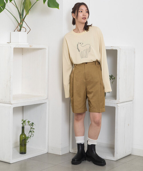 POU DOU DOU（プードゥドゥ）の「アニマルチェーン刺繍ワイドロンTee（Tシャツ/カットソー・レディース・オフホワイト/ブラック/キナリ・M）」の10枚目の写真