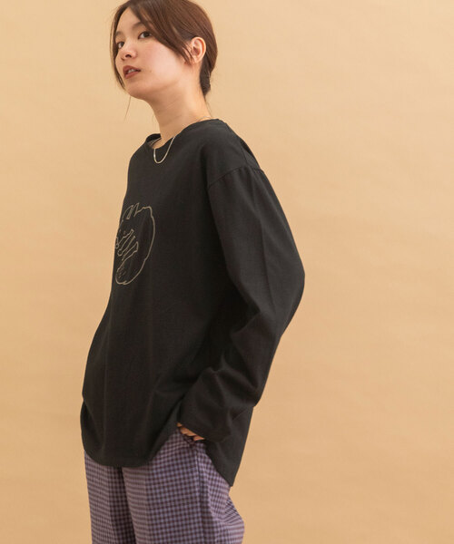 POU DOU DOU（プードゥドゥ）の「アニマルチェーン刺繍ワイドロンTee（Tシャツ/カットソー・レディース・オフホワイト/ブラック/キナリ・M）」の13枚目の写真