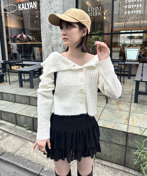 mline（エムライン）の「[mline]襟付きボタンニットカーデ（カーディガン/ボレロ・レディース・チャコールグレー/オフホワイト/ブルー/ベージュ/ピンク・FREE）」の20枚目の写真