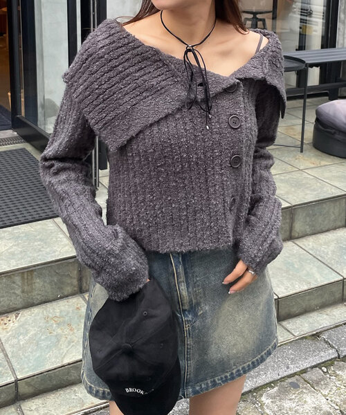 mline（エムライン）の「[mline]襟付きボタンニットカーデ（カーディガン/ボレロ・レディース・チャコールグレー/オフホワイト/ブルー/ベージュ/ピンク・FREE）」の22枚目の写真