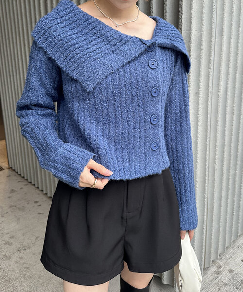 mline（エムライン）の「[mline]襟付きボタンニットカーデ（カーディガン/ボレロ・レディース・チャコールグレー/オフホワイト/ブルー/ベージュ/ピンク・FREE）」の15枚目の写真