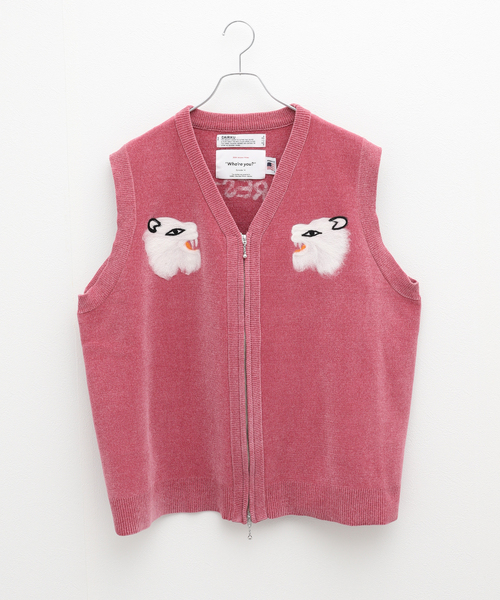 DAIRIKU（ダイリク）の「DAIRIKU Needle Punch Ska Knit Vest K-3（その他アウター・メンズ・ピンク/ブラック・MEDIUM）」の2枚目の写真