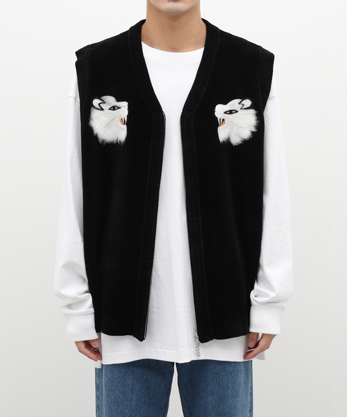 DAIRIKU（ダイリク）の「DAIRIKU Needle Punch Ska Knit Vest K-3（その他アウター・メンズ・ピンク/ブラック・MEDIUM）」の3枚目の写真