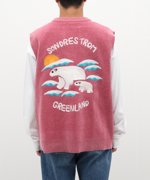 DAIRIKU（ダイリク）の「DAIRIKU Needle Punch Ska Knit Vest K-3（その他アウター・メンズ・ピンク/ブラック・MEDIUM）」の8枚目の写真