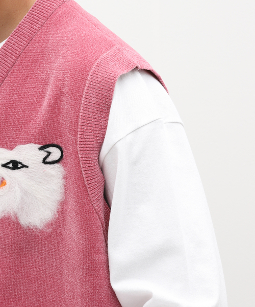 DAIRIKU（ダイリク）の「DAIRIKU Needle Punch Ska Knit Vest K-3（その他アウター・メンズ・ピンク/ブラック・MEDIUM）」の11枚目の写真