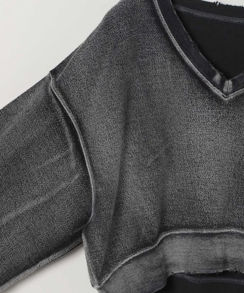 JEANASIS（ジーナシス）の「ハンドブリーチショートVプルオーバー/160536（スウェット・レディース・ブラック系その他/ブラック/パープル系その他・FREE）」の16枚目の写真