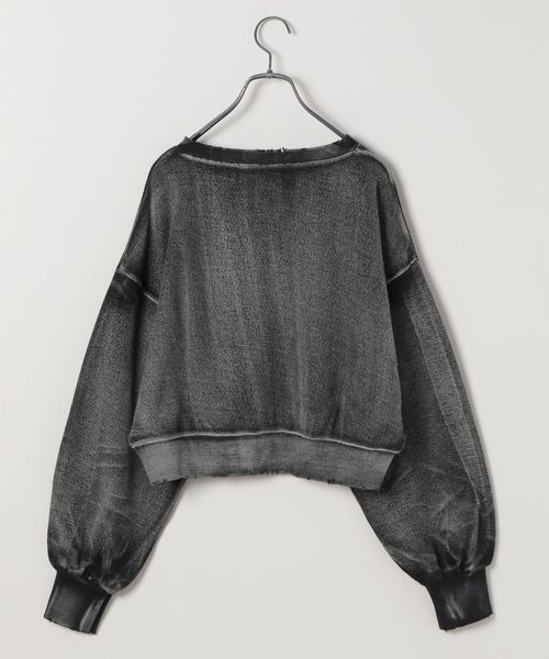 JEANASIS（ジーナシス）の「ハンドブリーチショートVプルオーバー/160536（スウェット・レディース・ブラック系その他/ブラック/パープル系その他・FREE）」の14枚目の写真