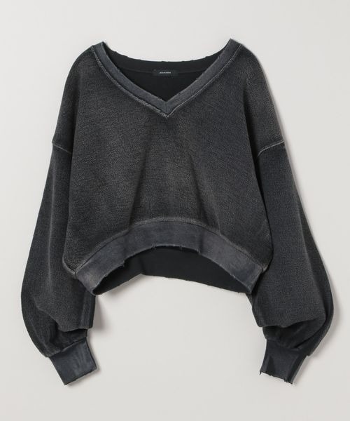 JEANASIS（ジーナシス）の「ハンドブリーチショートVプルオーバー/160536（スウェット・レディース・ブラック系その他/ブラック/パープル系その他・FREE）」の4枚目の写真