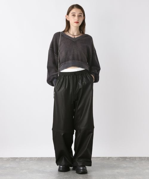 JEANASIS（ジーナシス）の「ハンドブリーチショートVプルオーバー/160536（スウェット・レディース・ブラック系その他/ブラック/パープル系その他・FREE）」の7枚目の写真