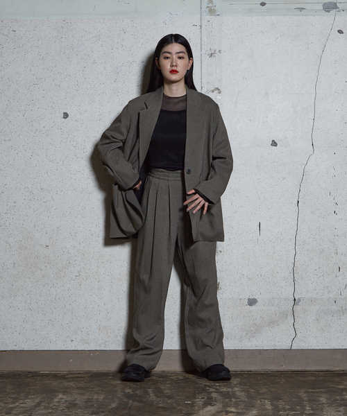 上下2点セット/セットアップ対応】チェックジャケット＋パンツ 