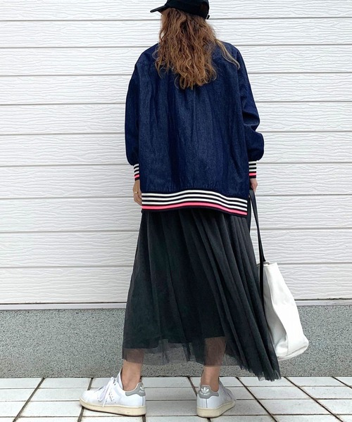 Q（キュー）の「ライトデニムリブドッキングシャツ（シャツ/ブラウス・レディース・ネイビー・MEDIUM）」の19枚目の写真