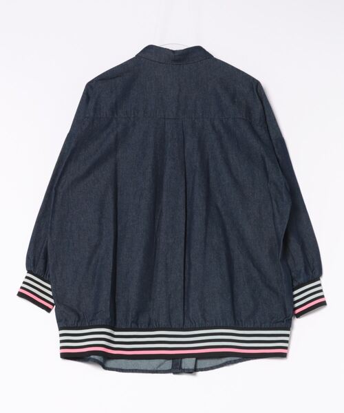 Q（キュー）の「ライトデニムリブドッキングシャツ（シャツ/ブラウス・レディース・ネイビー・MEDIUM）」の21枚目の写真