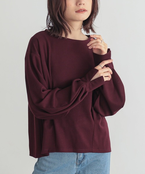 n'OrLABEL(ノアールレーベル)の「カフススリット微起毛カットソー(Tシャツ/カットソー・レディース・ボルドー/杢グレー/ブラック・1/2)」の3枚目の写真