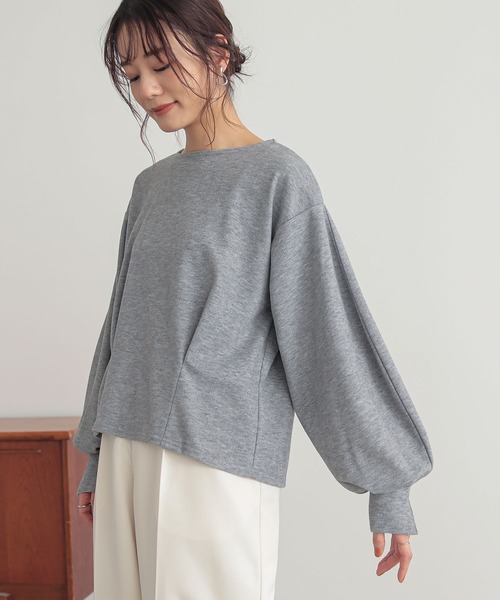 n'OrLABEL(ノアールレーベル)の「カフススリット微起毛カットソー(Tシャツ/カットソー・レディース・ボルドー/杢グレー/ブラック・1/2)」の16枚目の写真