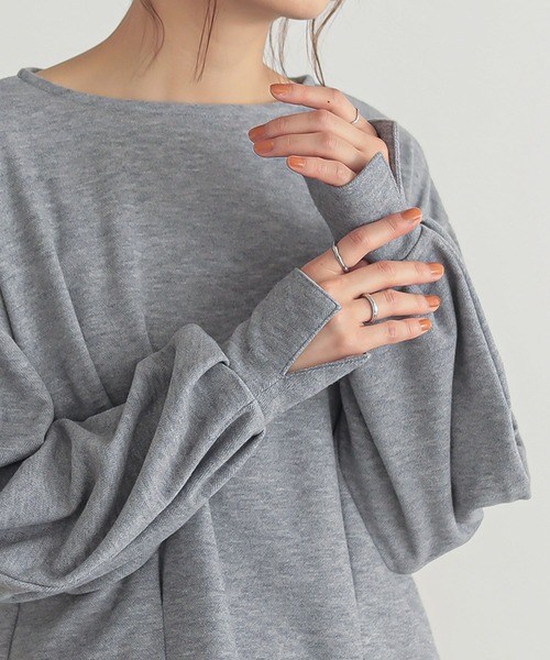 n'OrLABEL(ノアールレーベル)の「カフススリット微起毛カットソー(Tシャツ/カットソー・レディース・ボルドー/杢グレー/ブラック・1/2)」の20枚目の写真